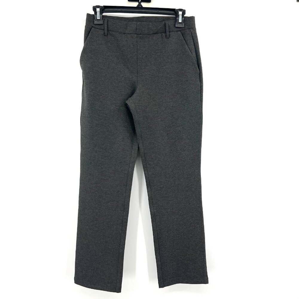 Quince Charcoal Gray Ultra-Stretch Ponte Straight Leg Pull On Pants Women Small